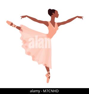 Silhouette stylisée de ballerine en robe sur fond blanc Illustration de Vecteur