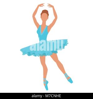 Silhouette stylisée de ballerine en robe sur fond blanc Illustration de Vecteur