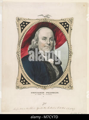 Portrait de Benjamin Franklin, l'un des pères fondateurs de l'Amérique, célébré pour ses contributions en tant qu'homme d'État, philosophe et inventeur au XVIIIe siècle. Banque D'Images