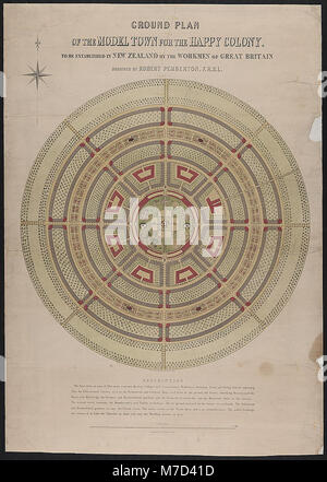Plan Masse de la ville modèle pour la colonie heureuse d'être établi en Nouvelle-Zélande par les ouvriers de Grande-Bretagne RCAC2003665046 Banque D'Images