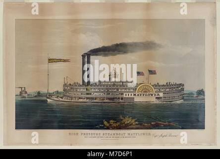 Le bateau à vapeur à haute pression Mayflower, un paquet de première classe, voyageant entre Louis et la Nouvelle-Orléans le long du fleuve Mississippi, sous le commandement du capitaine Joseph Brown. Banque D'Images