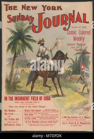 Une édition colorée du New York Sunday Journal, présentant un hebdomadaire coloré de bande dessinée avec huit pages imprimées dans des couleurs tropicales vibrantes, capturant l'humour et le divertissement américains du début du XXe siècle. Banque D'Images