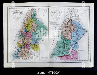 Delamarche 1858 Plan de la Palestine antique à l'ère précédant la naissance du Christ Banque D'Images