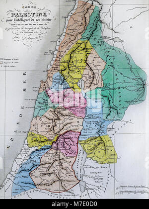 1858 Delamarche Site de la Palestine en 536 BC le Captivities d'Israël par Babylone Banque D'Images