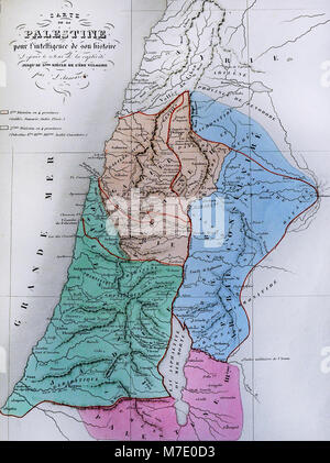 Delamarche 1858 Plan de la Palestine antique avant la naissance du Christ Banque D'Images