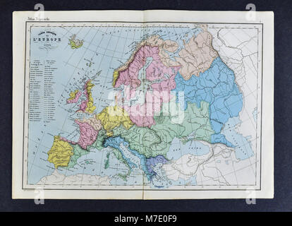 1864 Delamarche carte physique de l'Europe Banque D'Images