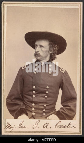 Portrait historique du major général George Armstrong Custer, capturé à partir d'un négatif photographique à la National Portrait Gallery de Brady. Banque D'Images