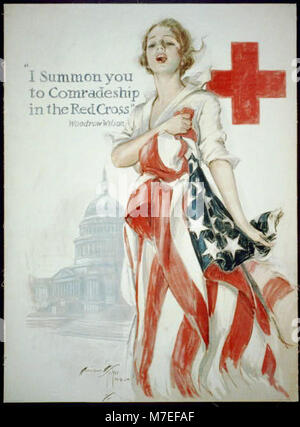 'Je vous convoquer à la camaraderie dans la Croix Rouge' - Woodrow Wilson - Harrison Fisher 1918 ; American Co. lithographique N.Y. RCAC2002712070 Banque D'Images