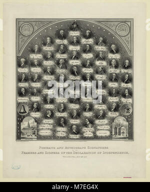 Portraits et signatures autographes des rédacteurs et signataires de la Déclaration d'indépendance, de Philadelphie, le 4 juillet. 1776 - Thos. Hunter, lith. Philada. Rcac2009633674 Banque D'Images