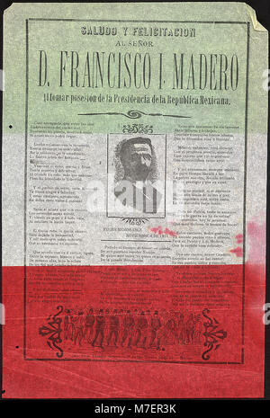 Photographie historique d'un message de salutation et de félicitations adressé à Francisco I. Madero à l'occasion de son investiture en tant que président du Mexique, un événement important dans l'histoire politique mexicaine. Banque D'Images