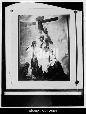 Un ensemble de peintures religieuses de Kosheleff représentant la passion du Christ, montrant le moment où le corps du Christ est enlevé de la Croix, situé dans un hospice russe à Jérusalem. Banque D'Images