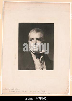 Portrait de Sir Walter Scott, célèbre auteur et poète écossais. Il est surtout connu pour des œuvres comme 'Ivanhoe' et 'Rob Roy', qui ont contribué à définir la littérature écossaise. Banque D'Images
