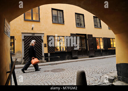 Österlånggatan de Ferkens Gränd, Gamla Stan, Stockholm, Suède Banque D'Images