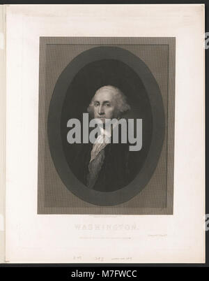 Ce portrait emblématique de George Washington a été peint par Gilbert Stuart, avec des gravures de H.B. Hall et G.E. Perine. L'image illustre le leadership et l'héritage de Washington en tant que premier président des États-Unis. Banque D'Images