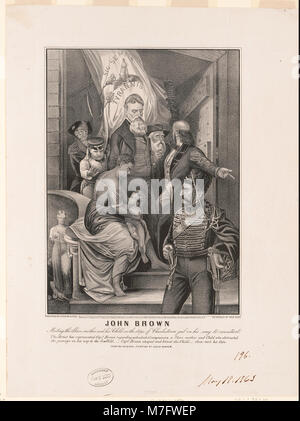 Cette image historique montre John Brown rencontrant une mère esclave et son enfant sur les marches de la prison de Charlestown alors qu'il est escorté à son exécution. Il représente un moment clé dans l'Amérique d'avant la guerre de Sécession. Banque D'Images
