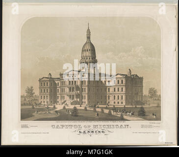 Une photographie du Capitole de l'État du Michigan à Lansing, capturant son architecture et son importance politique en tant que siège du gouvernement de l'État. Banque D'Images