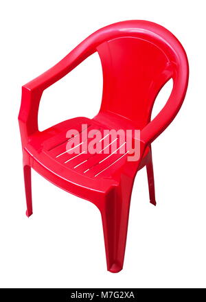 Chaise en plastique rouge isolated on white Banque D'Images