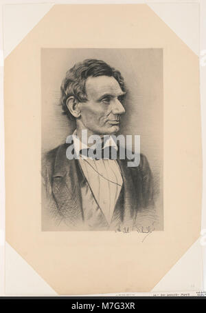 Abraham Lincoln, buste portrait, sans barbe, faisant face à droite RCAC2003674327 Banque D'Images