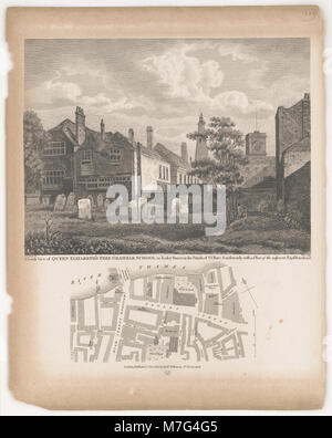 Cette photographie montre une vue du sud de la Queen Elizabeth's Free Grammar School, située dans Tooley Street, paroisse d'Olave. Il représente une importante institution éducative à Londres, fondée au XVIe siècle. Banque D'Images