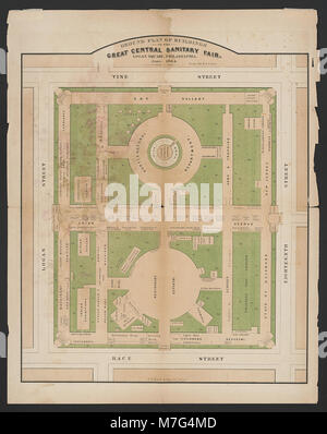 Plan de masse des bâtiments de la grande foire sanitaire centrale, Logan Square, Philadelphie, juin 1864 RCAC2016645704 Banque D'Images