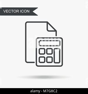 Vector illustration moderne et simple de l'icône d'un document et Calculatrice. Image plate avec de fines lignes pour l'application, site Web, interface, présentation, Illustration de Vecteur