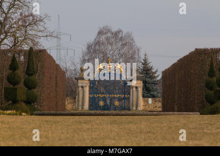 Hundisburg, Allemagne - Mars 10,2018 : Vue de l'entrée de Hundisburg Château en Saxe-Anhalt, Allemagne. Banque D'Images