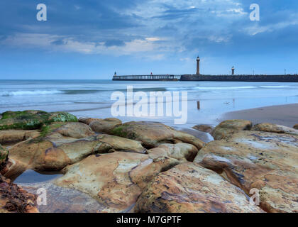 Whitby Pier de la Plage Nord Banque D'Images