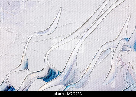 Peinte à la main blanche avec fond toile acrylique couleur BLEU blots Banque D'Images