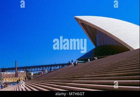 L'Opéra de Sydney en Australie vu de la Monumentale comme suit. Banque D'Images