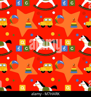 Motif vif transparent avec les jouets pour enfants Banque D'Images