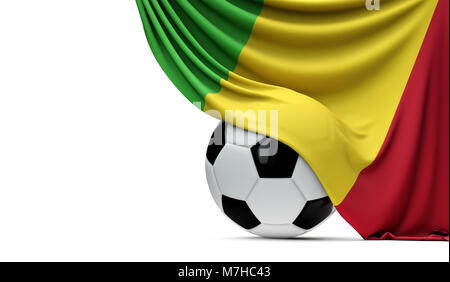 Drapeau national du Mali drapé sur un football soccer ball. Le Rendu 3D Banque D'Images