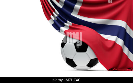 La Norvège drapé sur un drapeau national football soccer ball. Le Rendu 3D Banque D'Images