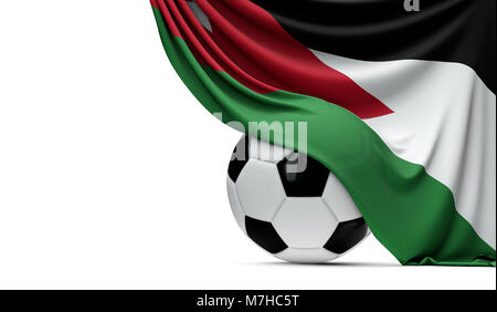 La Jordanie drapé sur un drapeau national football soccer ball. Le Rendu 3D Banque D'Images