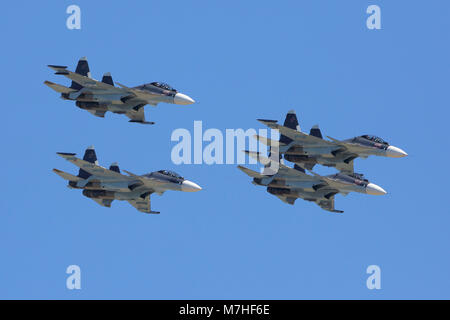 Groupe d'avions de combat Su-30SM de l'Armée de l'Air russe. Banque D'Images