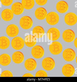 Des pièces avec motif transparent Symboles Bitcoin Illustration de Vecteur