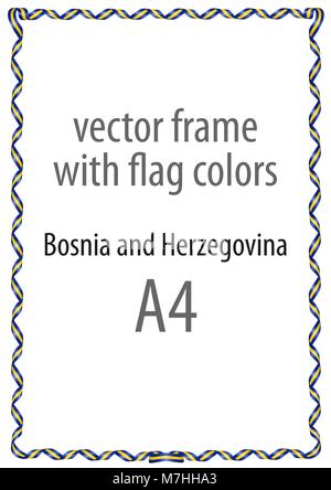 Cadre et bordure de ruban avec les couleurs de la Bosnie-et-Herzégovine d'un drapeau Illustration de Vecteur