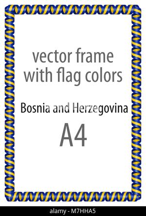 Cadre et bordure de ruban avec les couleurs de la Bosnie-et-Herzégovine d'un drapeau Illustration de Vecteur