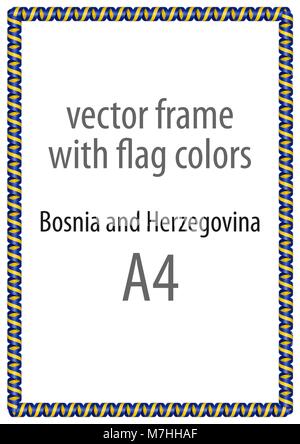 Cadre et bordure de ruban avec les couleurs de la Bosnie-et-Herzégovine d'un drapeau Illustration de Vecteur