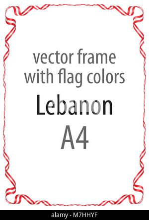 Cadre et bordure de ruban avec les couleurs de l'indicateur du Liban Illustration de Vecteur