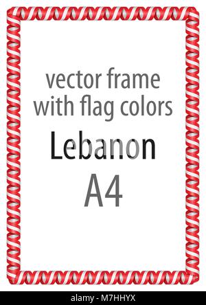 Cadre et bordure de ruban avec les couleurs de l'indicateur du Liban Illustration de Vecteur