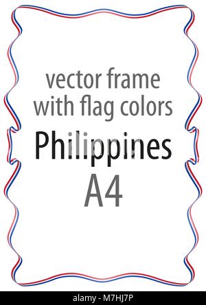 Cadre et bordure de ruban avec les couleurs du drapeau des Philippines Illustration de Vecteur