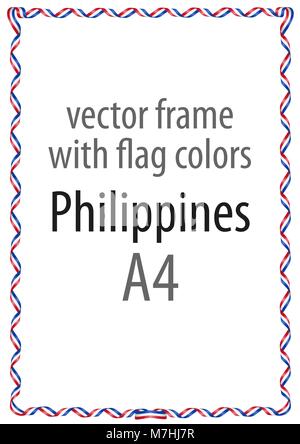 Cadre et bordure de ruban avec les couleurs du drapeau des Philippines Illustration de Vecteur