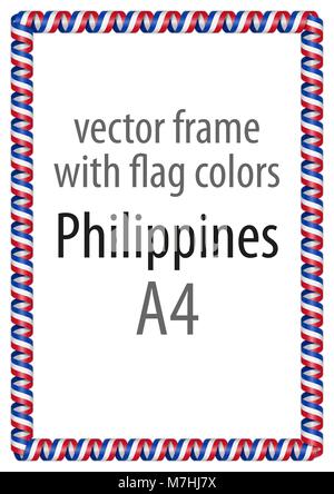 Cadre et bordure de ruban avec les couleurs du drapeau des Philippines Illustration de Vecteur