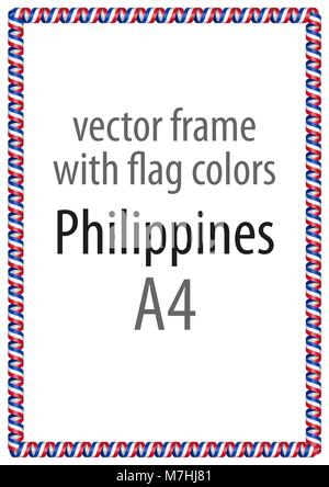 Cadre et bordure de ruban avec les couleurs du drapeau des Philippines Illustration de Vecteur