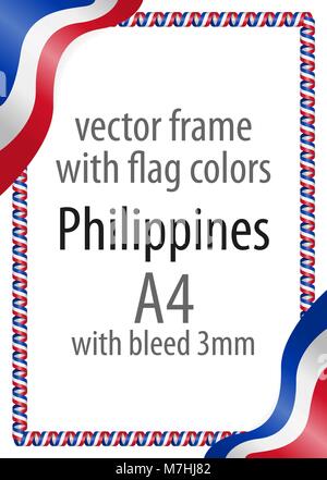 Cadre et bordure de ruban avec les couleurs du drapeau des Philippines Illustration de Vecteur