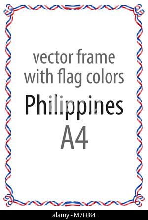 Cadre et bordure de ruban avec les couleurs du drapeau des Philippines Illustration de Vecteur