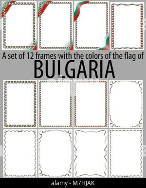 Série de 12 images avec les couleurs du drapeau de la Bulgarie Illustration de Vecteur