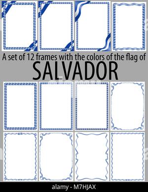 Série de 12 images avec les couleurs du drapeau d'El Salvador Illustration de Vecteur