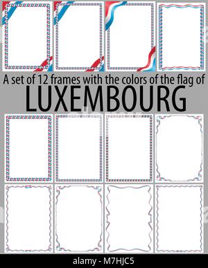 Série de 12 images avec les couleurs du drapeau du Luxembourg Illustration de Vecteur