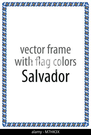 Cadre et bordure de ruban avec les couleurs de l'indicateur de Salvador Illustration de Vecteur